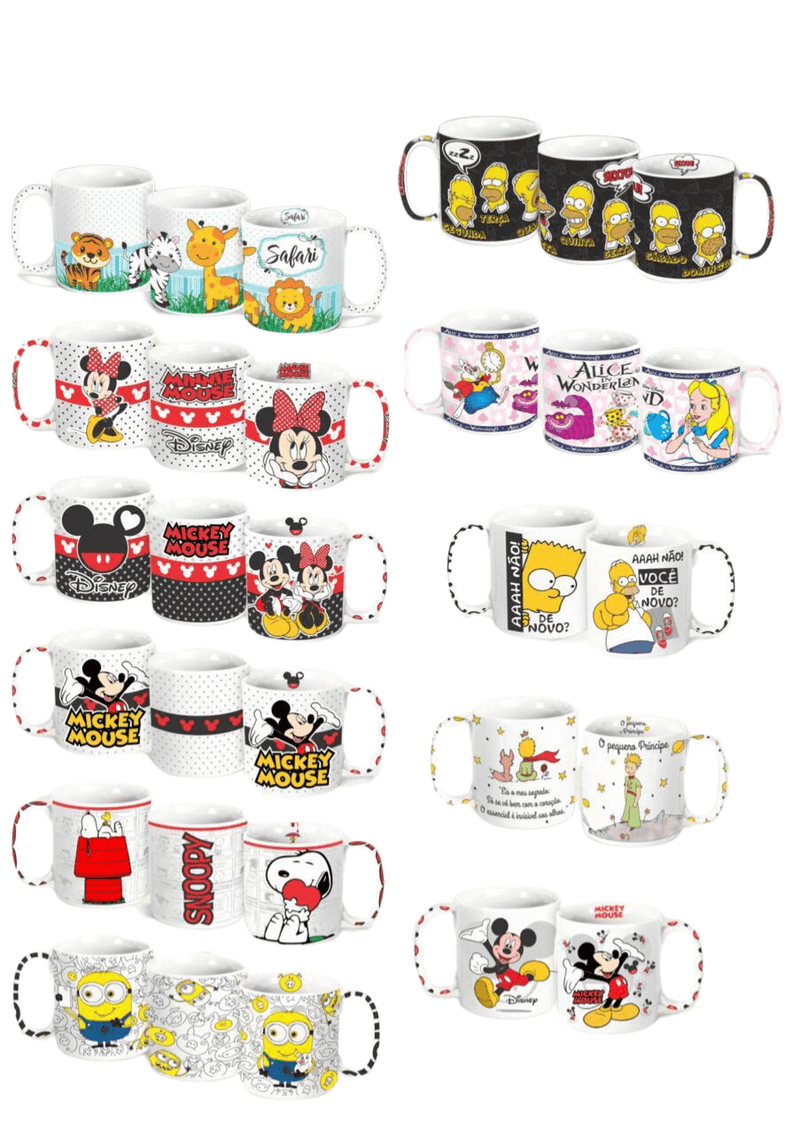Canecas de Porcelana com Personagens,Diversão e estilo para sua bebida favorita!