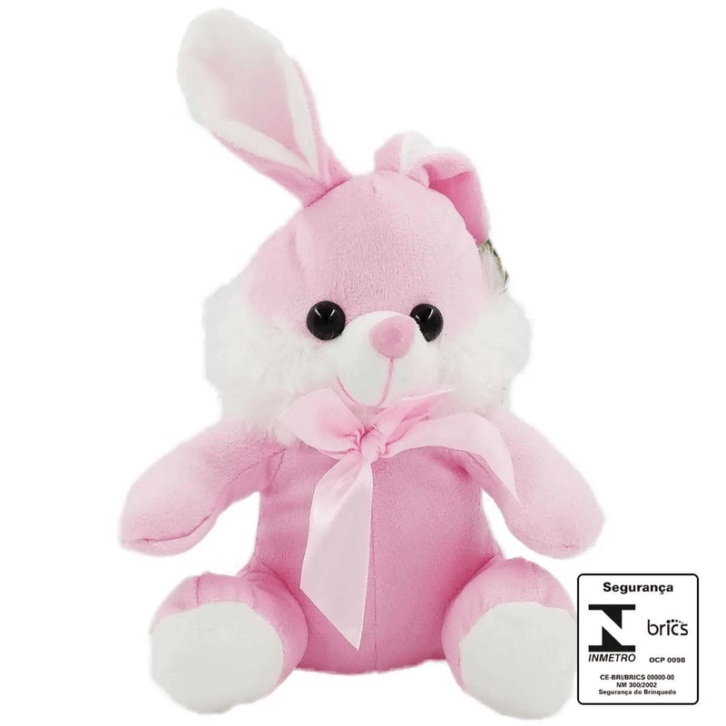 Coelho de Pelúcia com Laço - 18cm: Um presente encantador para celebrar a Páscoa!