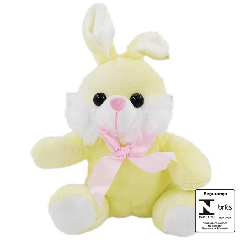 Coelho de Pelúcia com Laço - 18cm: Um presente encantador para celebrar a Páscoa!