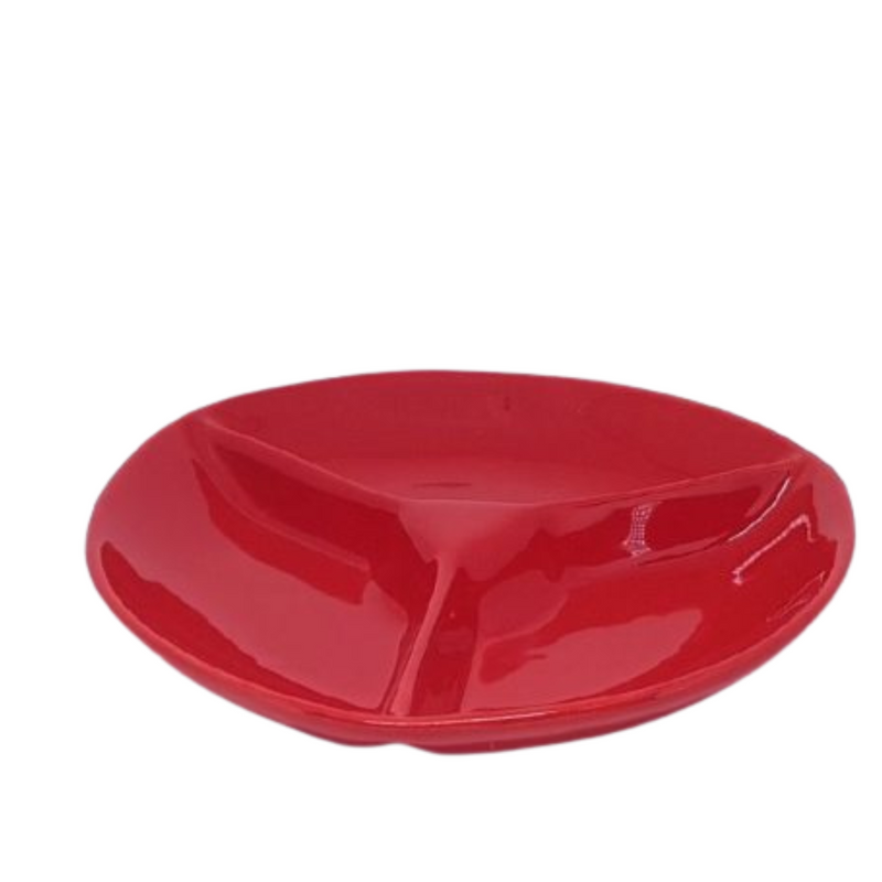 Petisqueira Redonda com 3 Divisórias + conjunto de 6 mini garfos: Organize e Sirva com Praticidade e Elegância!