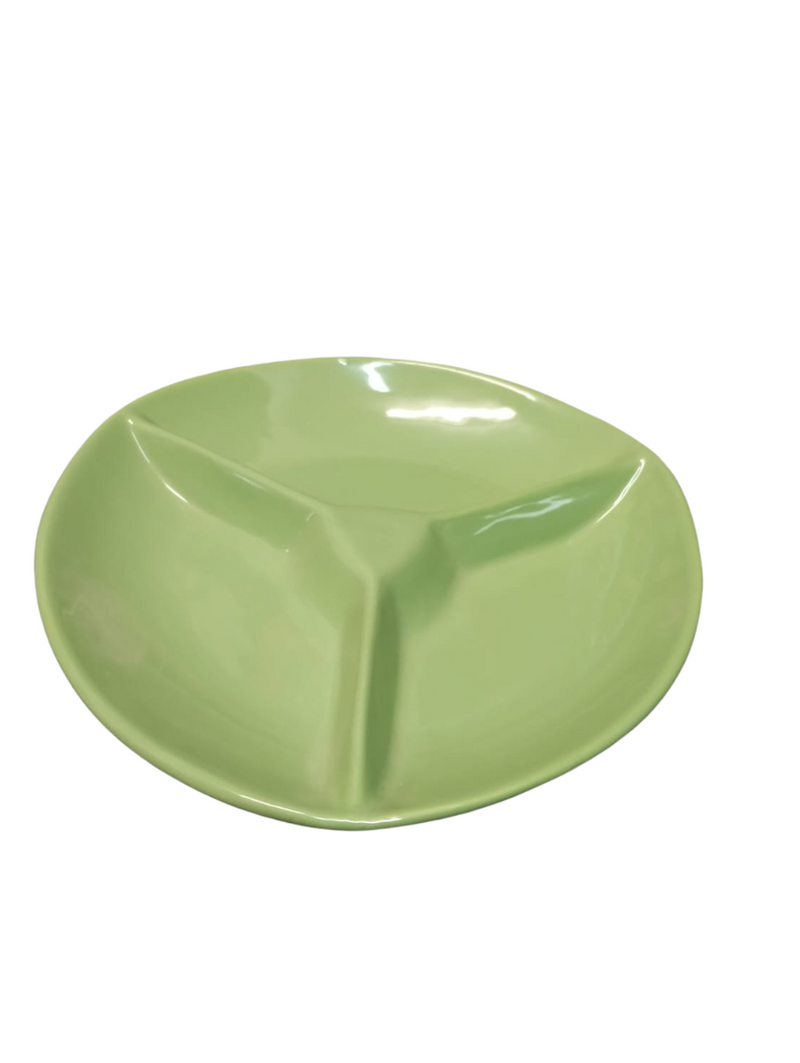 Petisqueira Redonda com 3 Divisórias + conjunto de 6 mini garfos: Organize e Sirva com Praticidade e Elegância!