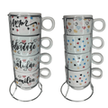 conjunto de 4 xícaras de Porcelana com suporte metal!Encante seus dias com um toque de charme e inspiração
