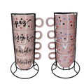 conjunto de 4 xícaras de Porcelana com suporte metal!Encante seus dias com um toque de charme e inspiração