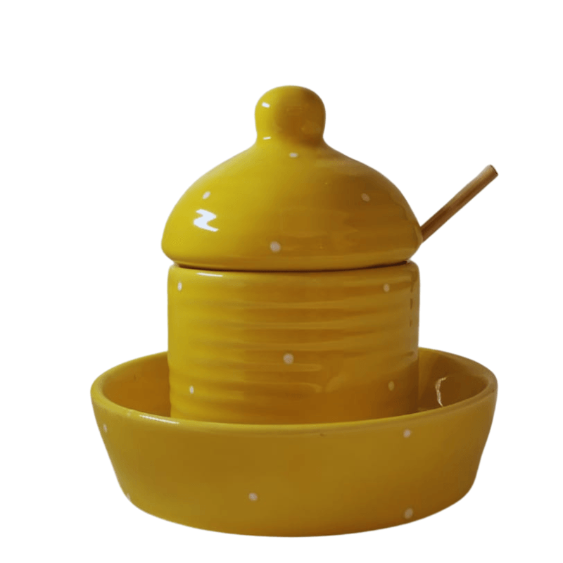 Pote Mel com Prato de Cerâmica e Pegador!