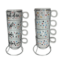 conjunto de 4 xícaras de Porcelana com suporte metal!Encante seus dias com um toque de charme e inspiração