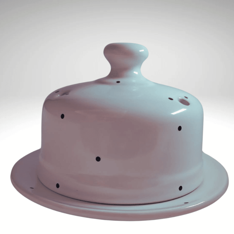 Queijeira de Cerâmica +Conjunto P/ Queijo Cristal 2 Peças Em Aço Inox: Um toque de charme e praticidade para sua mesa