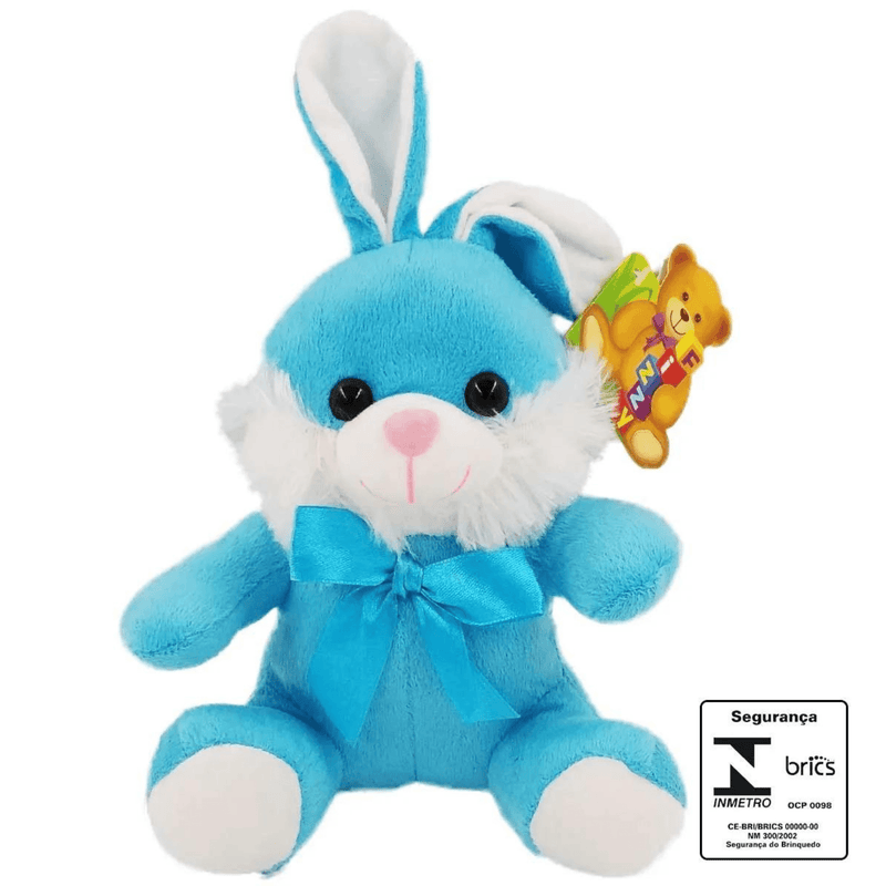 Coelho de Pelúcia com Laço - 18cm: Um presente encantador para celebrar a Páscoa!