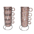 conjunto de 4 xícaras de Porcelana com suporte metal!Encante seus dias com um toque de charme e inspiração