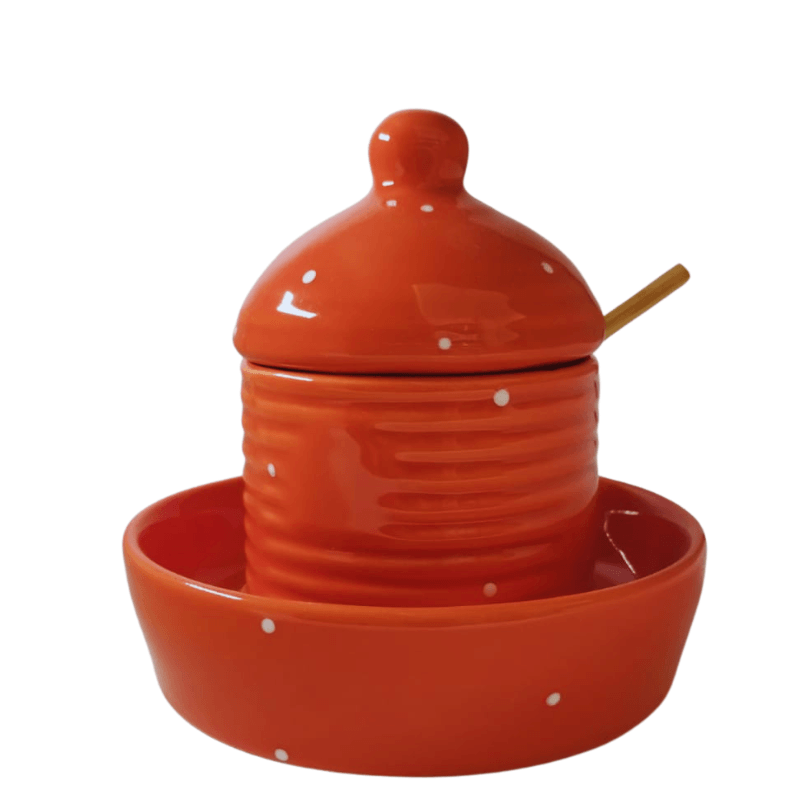 Pote Mel com Prato de Cerâmica e Pegador!